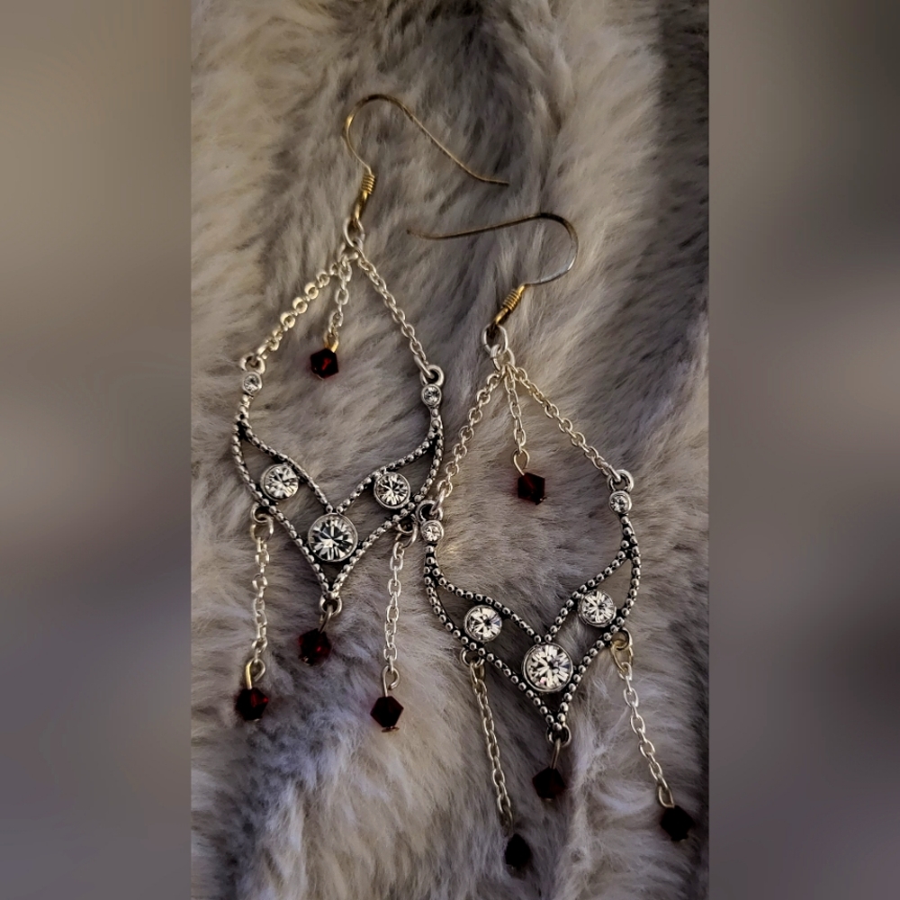 Red Crystal Chandelier Earrings